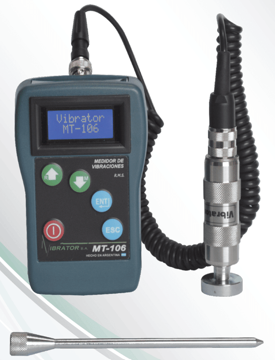 Medidor de vibraciones MT-106 con acelerómetro PZ-102
